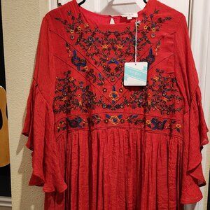 (NWT) Umgee red embroidered dress